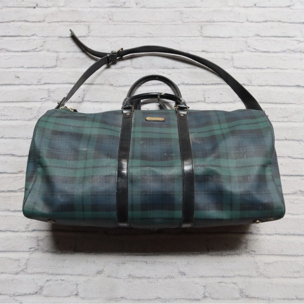 Vintage Polo Ralph Lauren Tartan Blackwatch Duffle Weekender Travel Bag - Picture 1 of 2